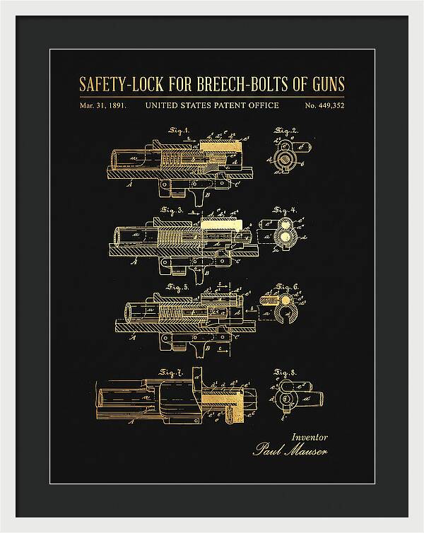 Safety Lock For Breech Bolts Of Guns Mauser Gold Patent Us449352