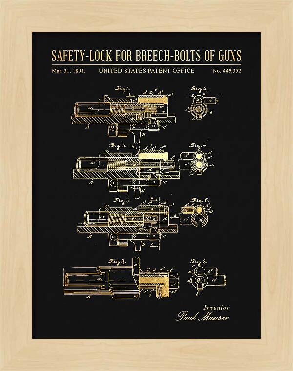 Safety Lock For Breech Bolts Of Guns Mauser Gold Patent Us449352