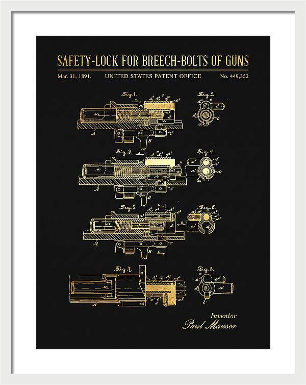 Safety Lock For Breech Bolts Of Guns Mauser Gold Patent Us449352