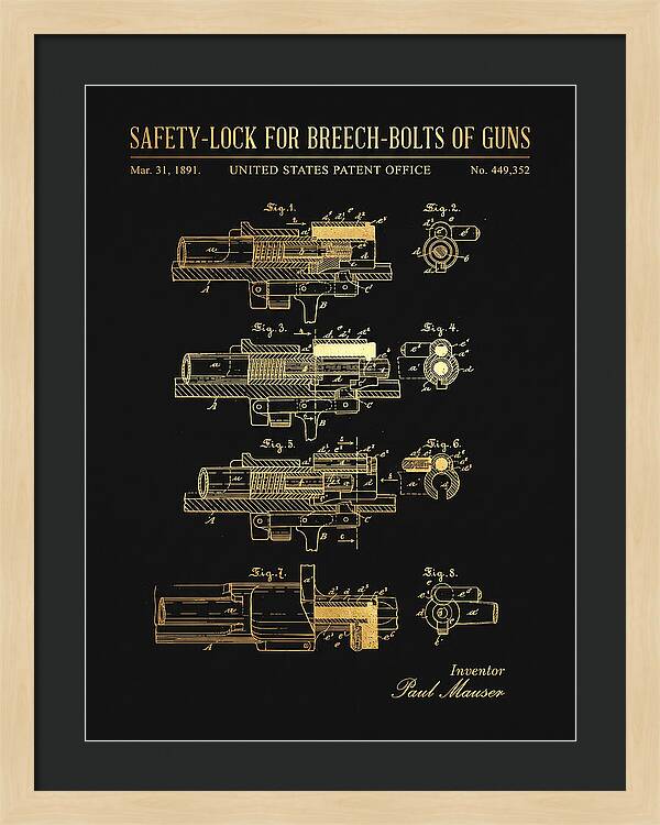 Safety Lock For Breech Bolts Of Guns Mauser Gold Patent Us449352