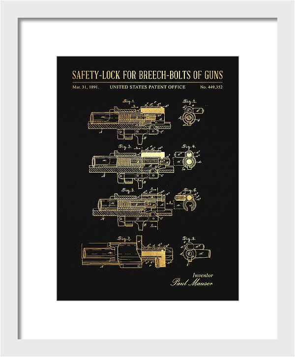 Safety Lock For Breech Bolts Of Guns Mauser Gold Patent Us449352
