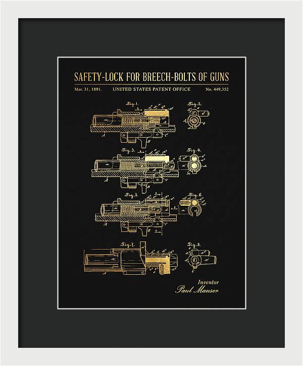 Safety Lock For Breech Bolts Of Guns Mauser Gold Patent Us449352