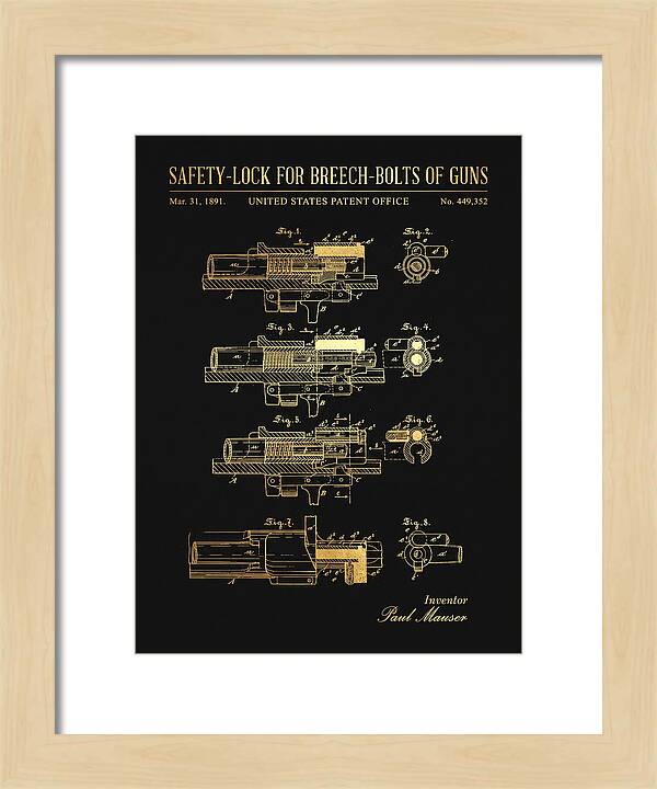 Safety Lock For Breech Bolts Of Guns Mauser Gold Patent Us449352