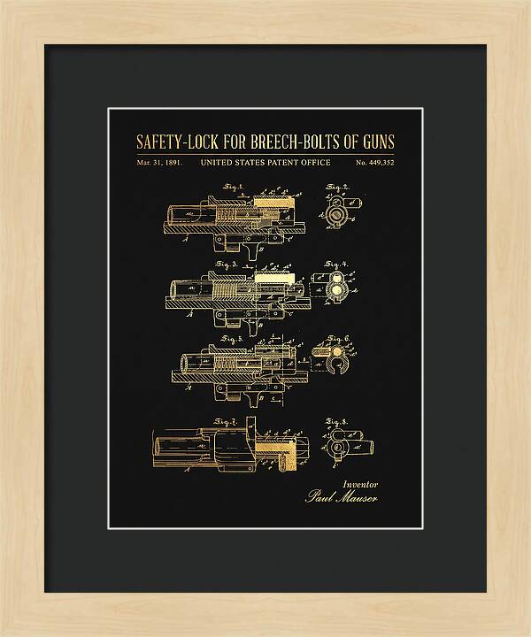 Safety Lock For Breech Bolts Of Guns Mauser Gold Patent Us449352
