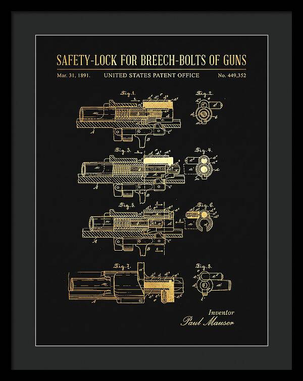 Safety Lock For Breech Bolts Of Guns Mauser Gold Patent Us449352