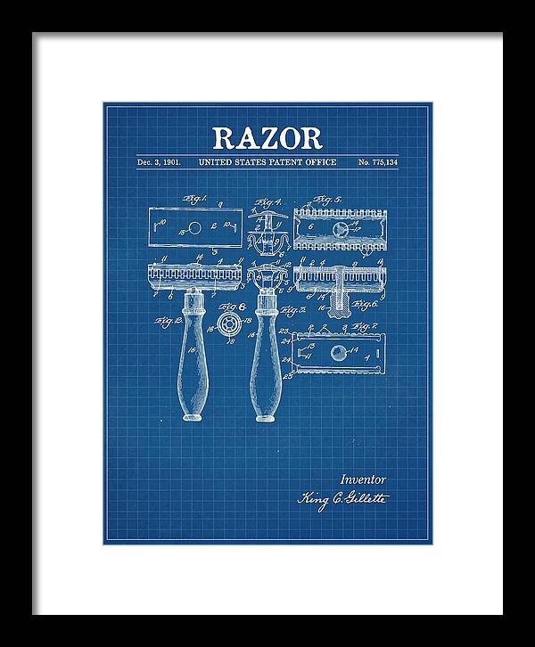 Safety Razor Gillette Blueprint Patent Us775134a