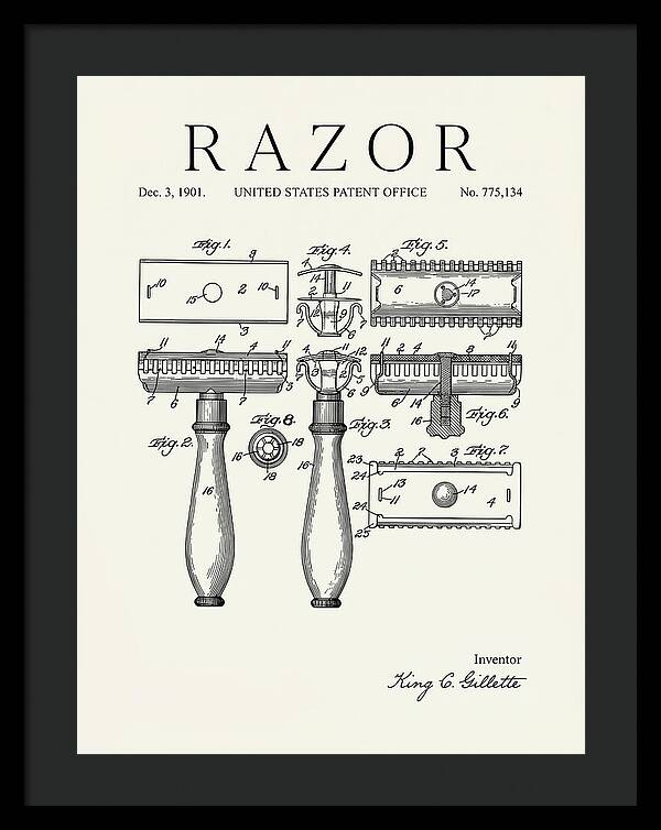 Safety Razor Gillette Minimalist Patent Us775134a