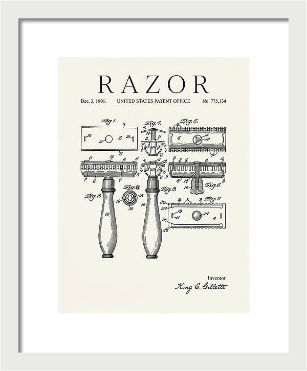 Safety Razor Gillette Minimalist Patent Us775134a