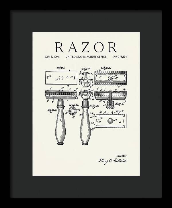 Safety Razor Gillette Minimalist Patent Us775134a