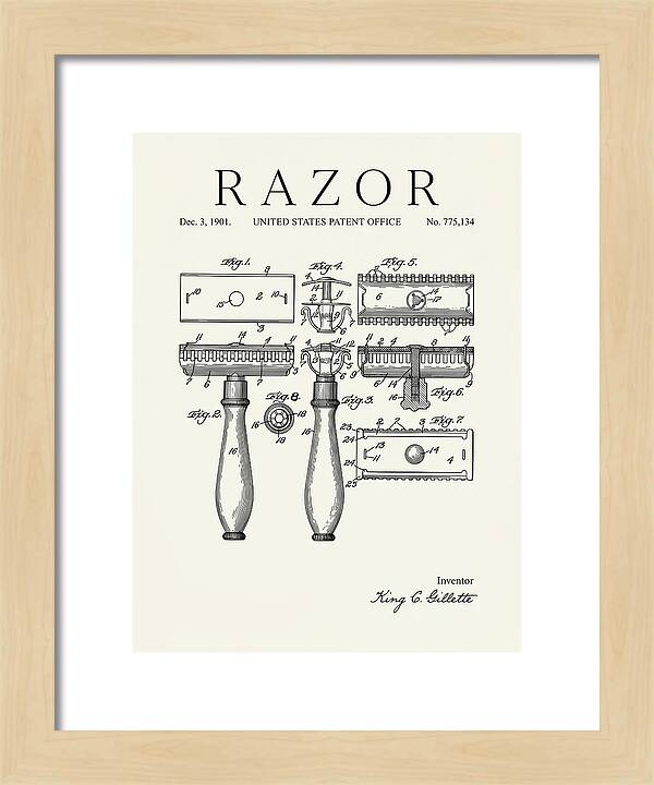 Safety Razor Gillette Minimalist Patent Us775134a