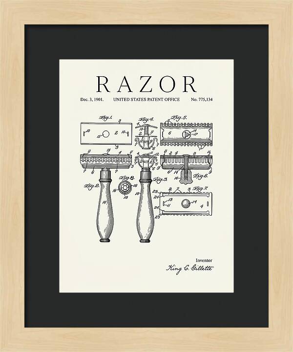 Safety Razor Gillette Minimalist Patent Us775134a