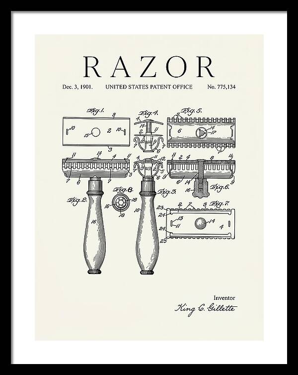Safety Razor Gillette Minimalist Patent Us775134a