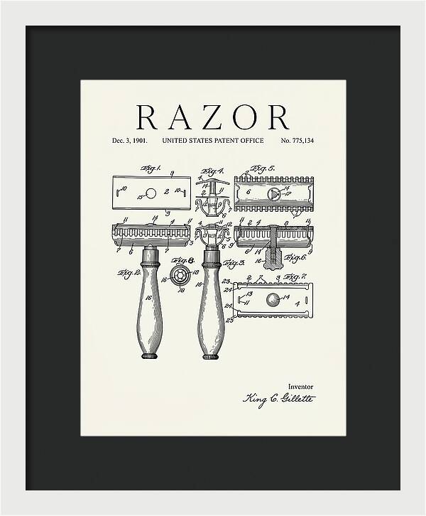 Safety Razor Gillette Minimalist Patent Us775134a