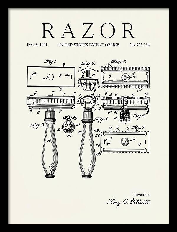 Safety Razor Gillette Minimalist Patent Us775134a