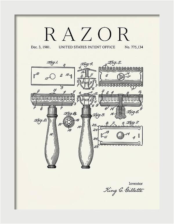 Safety Razor Gillette Minimalist Patent Us775134a