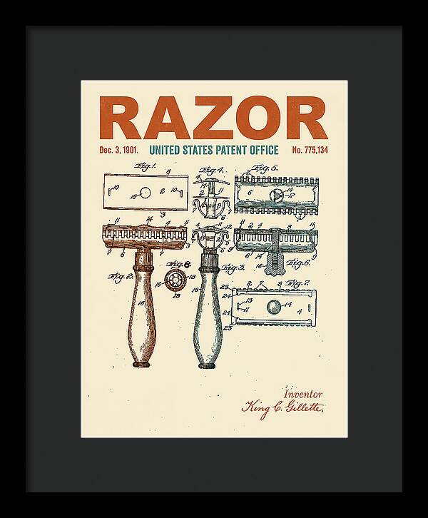 Safety Razor Gillette Retro Patent Us775134a