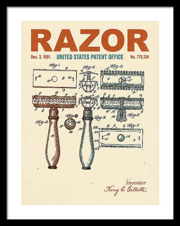 Safety Razor Gillette Retro Patent Us775134a
