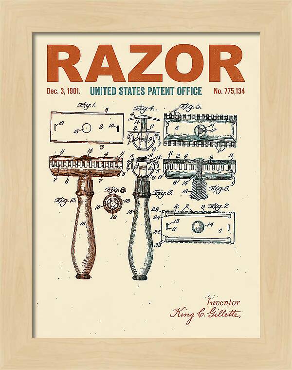 Safety Razor Gillette Retro Patent Us775134a