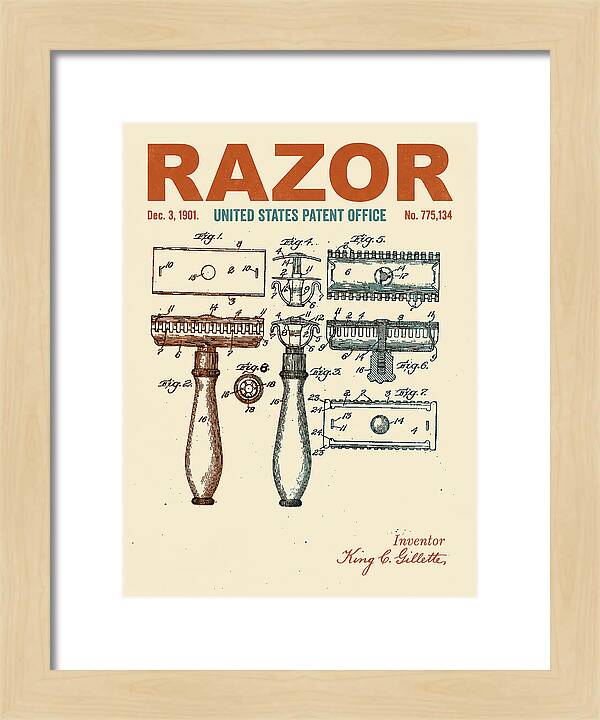 Safety Razor Gillette Retro Patent Us775134a