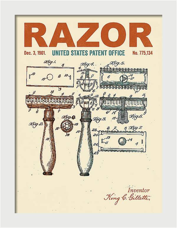 Safety Razor Gillette Retro Patent Us775134a