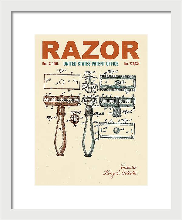 Safety Razor Gillette Retro Patent Us775134a