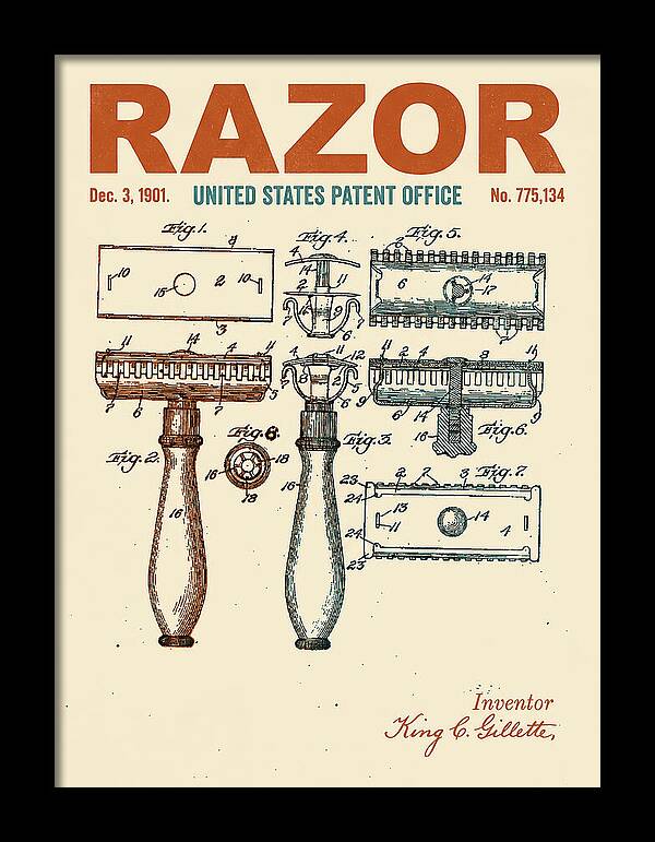 Safety Razor Gillette Retro Patent Us775134a
