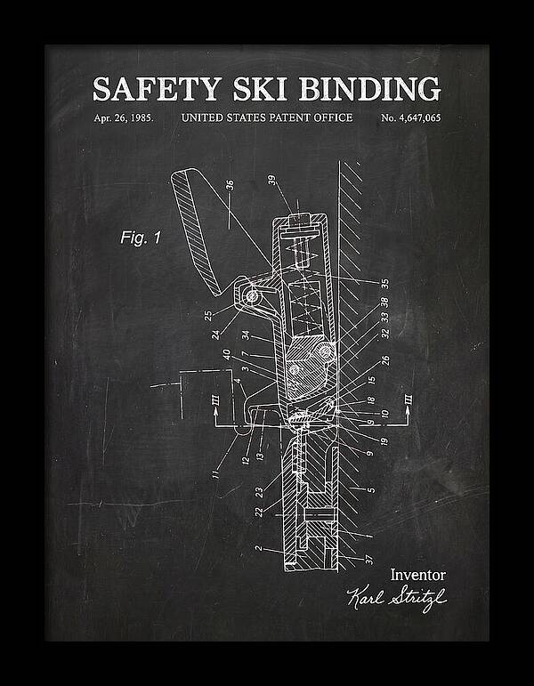 Safety Ski Binding Chalkboard Patent Us4647065a