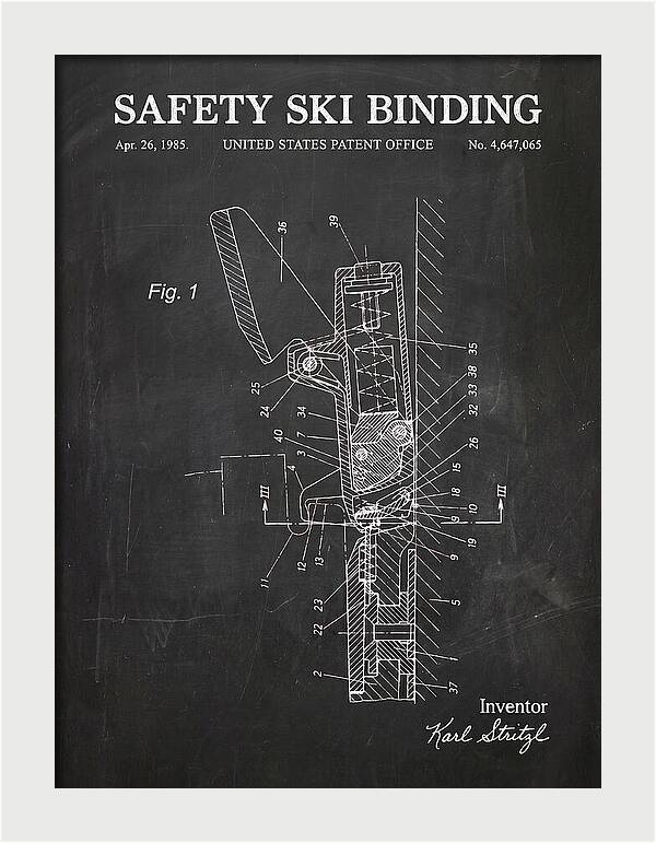 Safety Ski Binding Chalkboard Patent Us4647065a