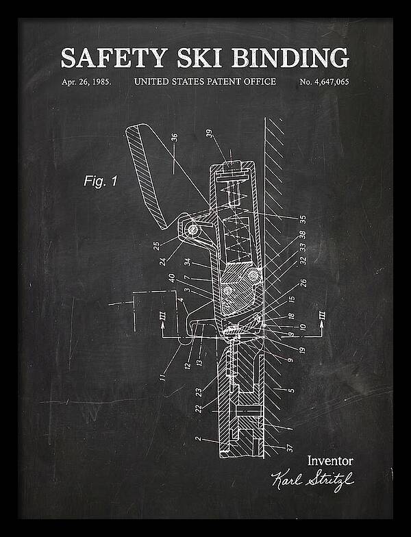 Safety Ski Binding Chalkboard Patent Us4647065a