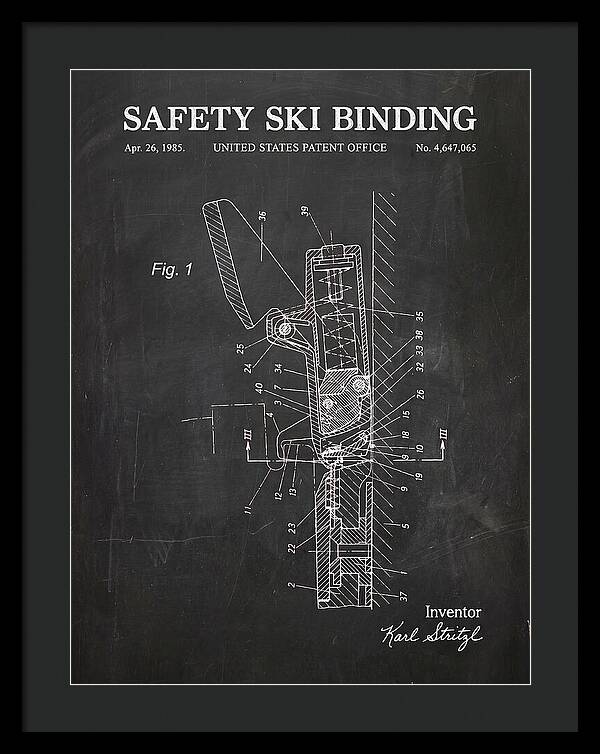 Safety Ski Binding Chalkboard Patent Us4647065a