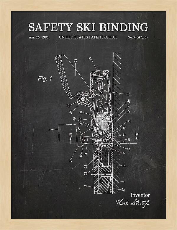 Safety Ski Binding Chalkboard Patent Us4647065a