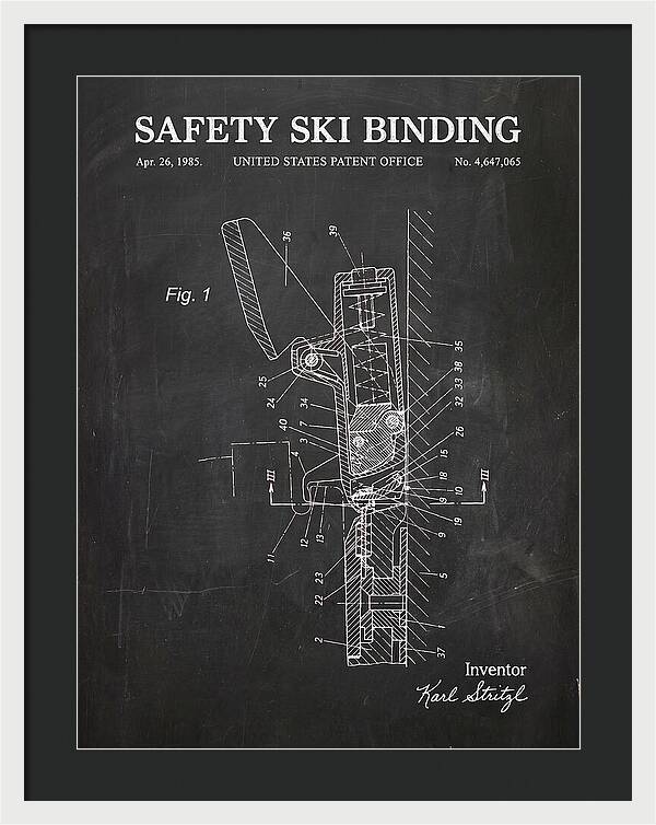 Safety Ski Binding Chalkboard Patent Us4647065a