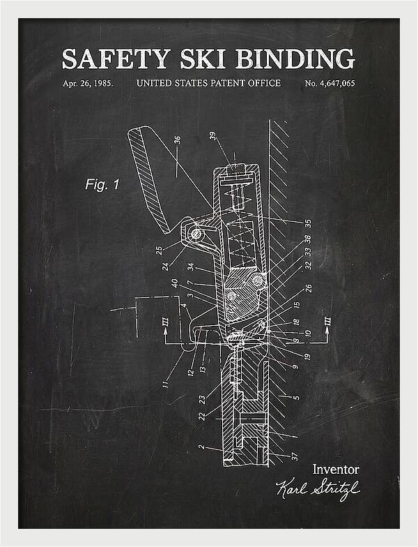 Safety Ski Binding Chalkboard Patent Us4647065a