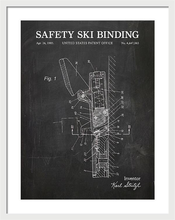 Safety Ski Binding Chalkboard Patent Us4647065a