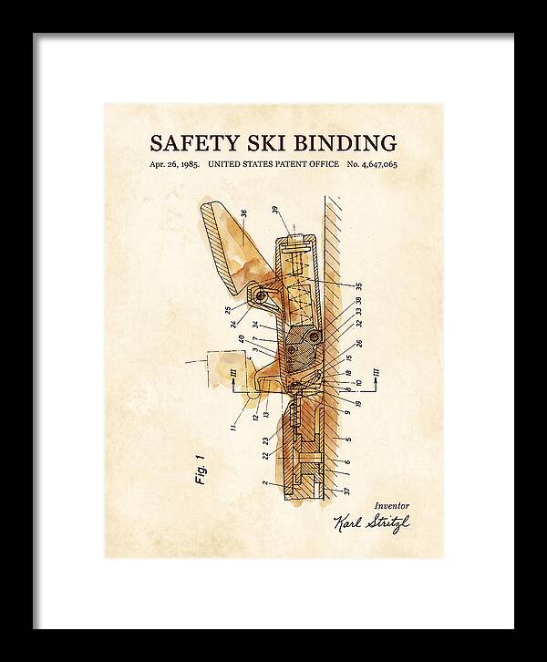 Safety Ski Binding Watercolor Patent Us4647065a