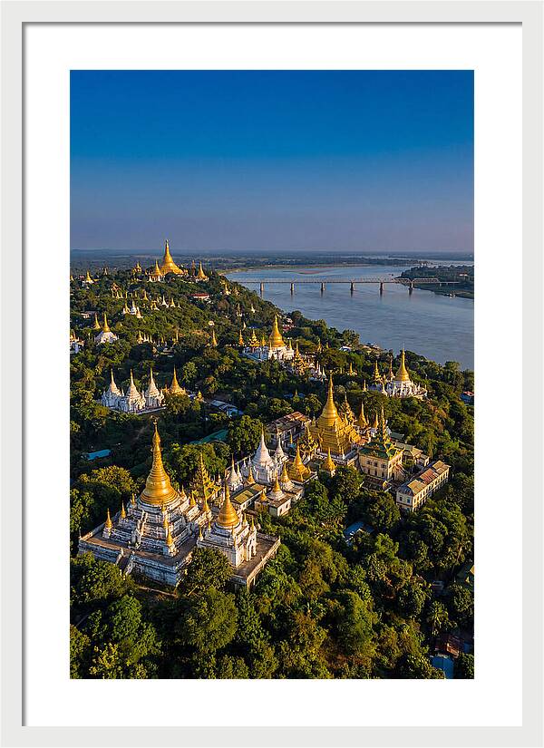 Sagaing Hills Pagodas At Golden Hour