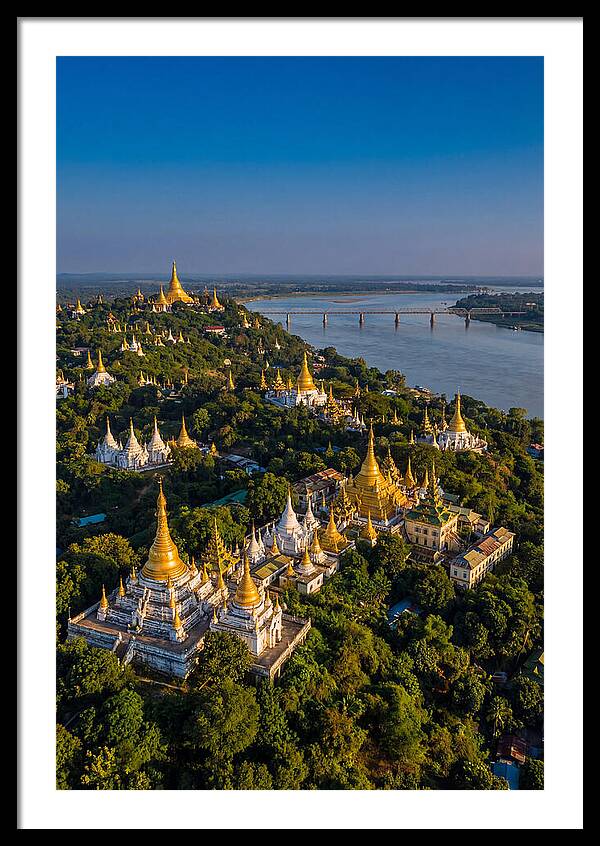 Sagaing Hills Pagodas At Golden Hour