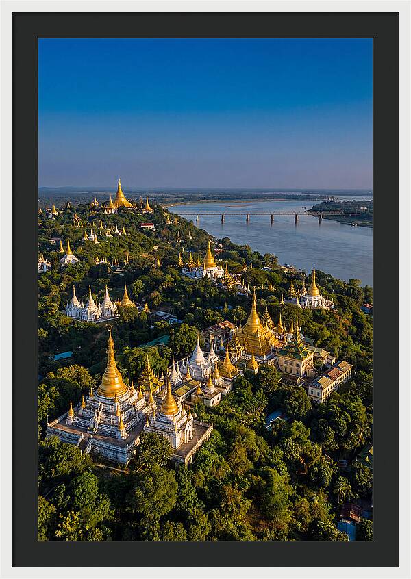 Sagaing Hills Pagodas At Golden Hour
