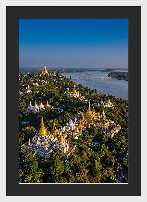 Sagaing Hills Pagodas At Golden Hour