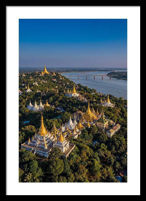 Sagaing Hills Pagodas At Golden Hour