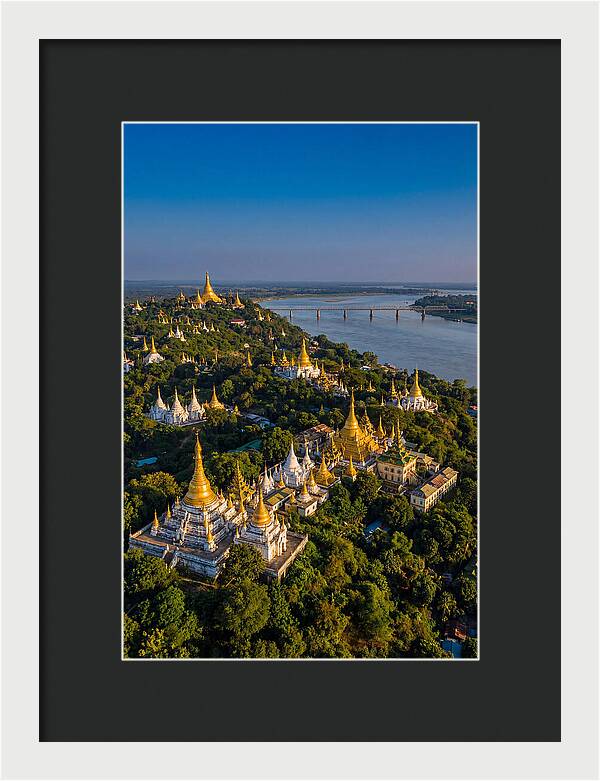 Sagaing Hills Pagodas At Golden Hour