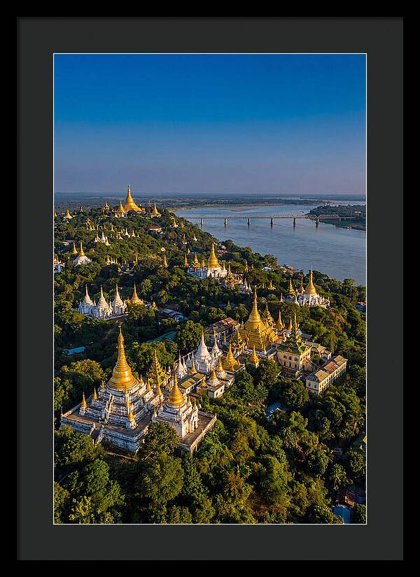 Sagaing Hills Pagodas At Golden Hour