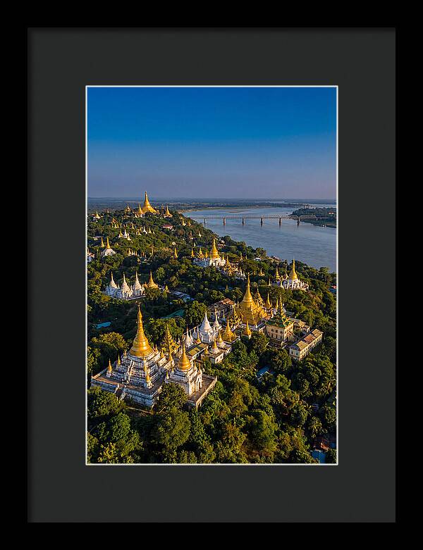 Sagaing Hills Pagodas At Golden Hour