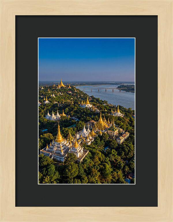 Sagaing Hills Pagodas At Golden Hour