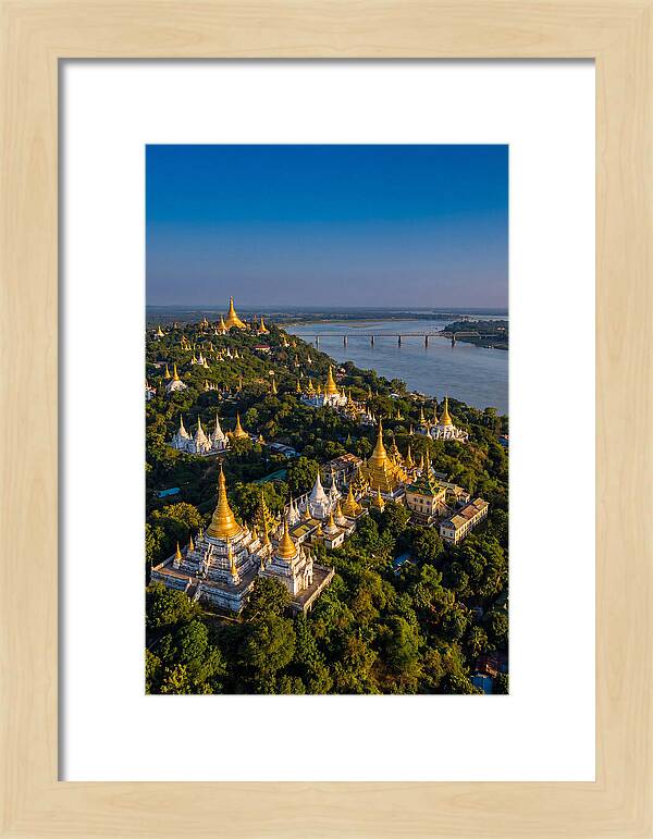 Sagaing Hills Pagodas At Golden Hour