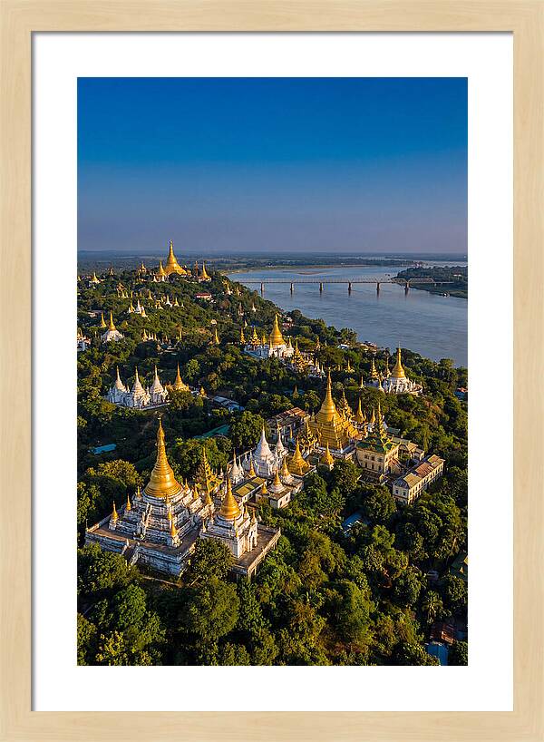 Sagaing Hills Pagodas At Golden Hour