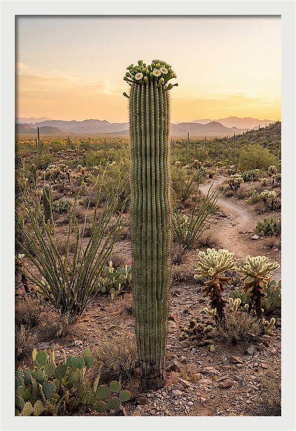 Saguaro Cactus In Bloom
