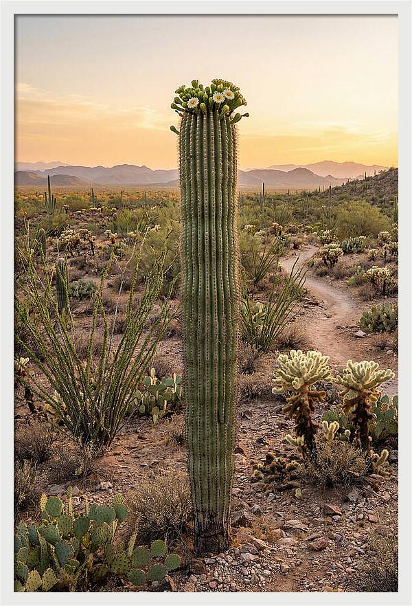 Saguaro Cactus In Bloom