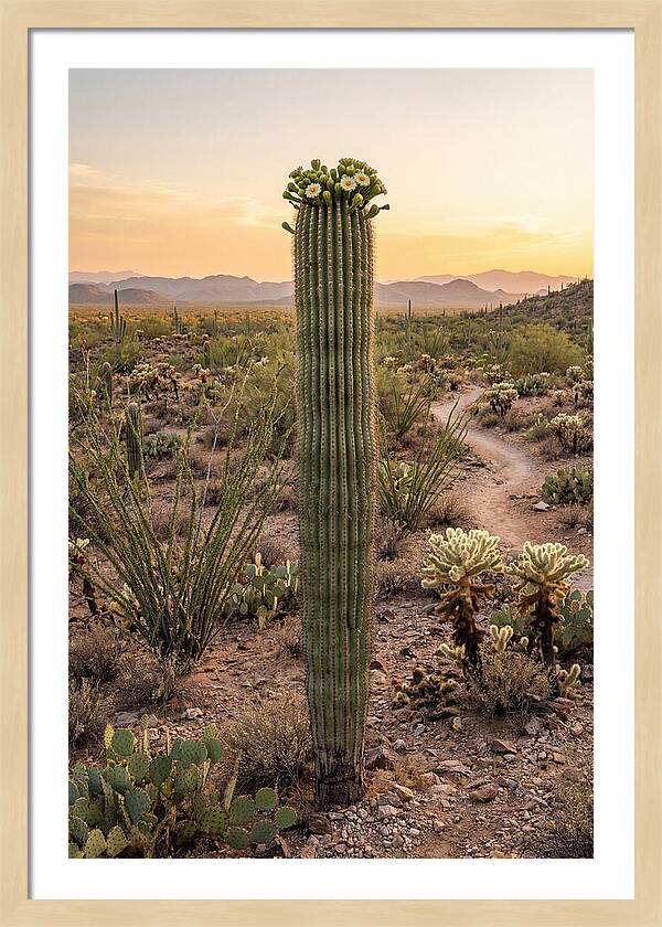 Saguaro Cactus In Bloom