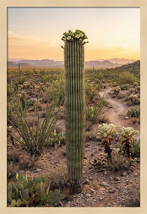 Saguaro Cactus In Bloom